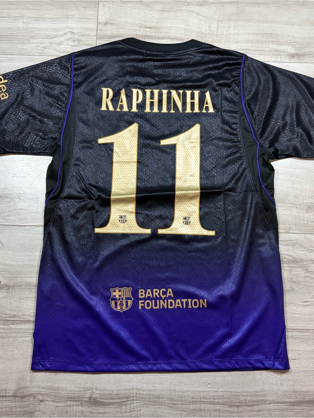 Raphinha #11 Men's Barcelona Away  Black to Purple Soccer Jersey